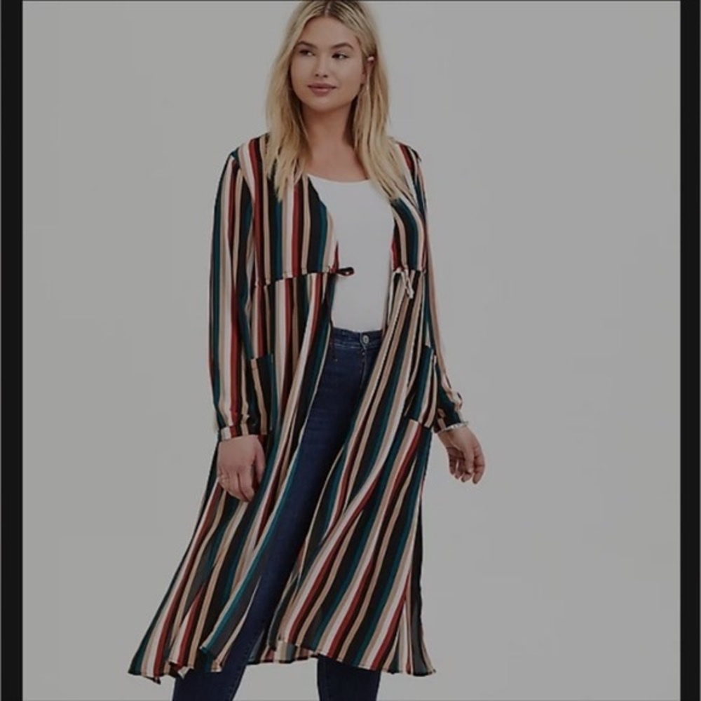 Torrid Striped Tie Front Kimono - worn 1 time - size 0